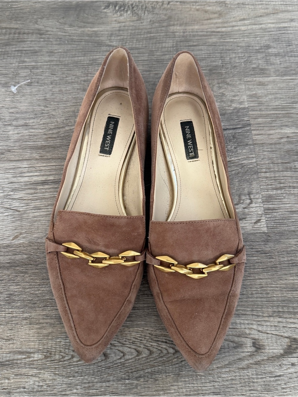 Nine West Women's Ahara Flat Brown Suede 8.5M